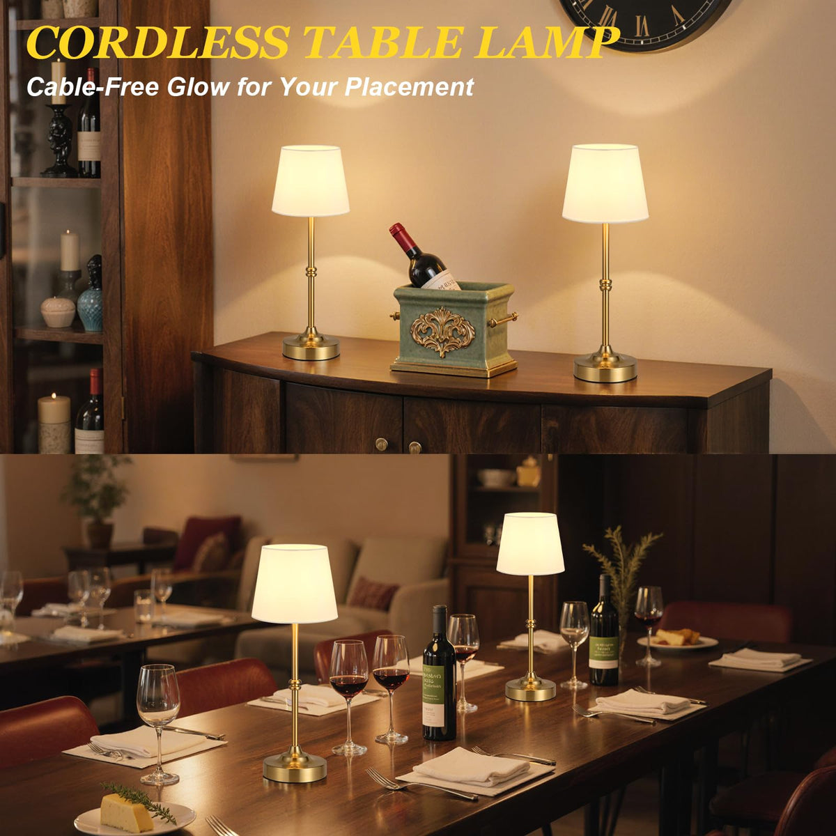Cordless Table Lamp (Brass / 1 Pack - 15.6in)