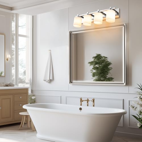 Modern Bathroom Light Fixtures Over Mirror (Chrome / 27.16 inch-4-Light)