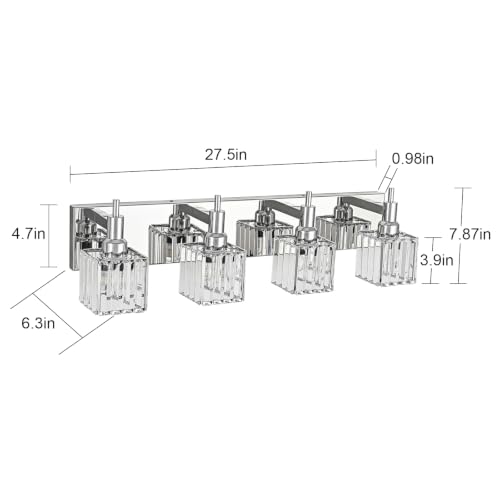 Chrome Vanity Light (Chrome-Square Shade / 4-Light)
