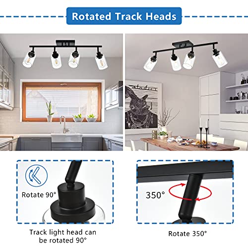 4 Light Track Lighting Kit 28.7 Inch Bathroom Light Fixtures (Black / 4-Light)