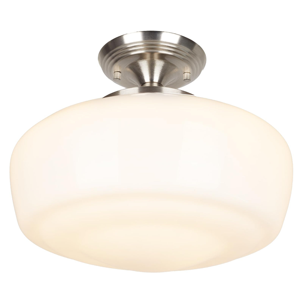 Large Schoolhouse Style Semi Flush Mount Ceiling Light Fixture (Sand Nickel / Large)