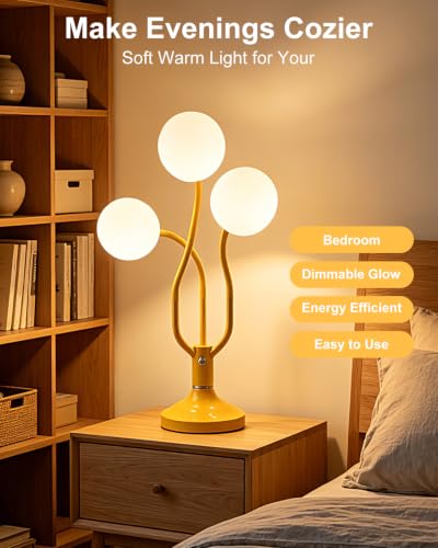 Globe Yellow Table Lamp Dimmable Magic DIY Arms G9 Bulbs Included (12-Yellow-Globe-3U-Magic DIY Arms)