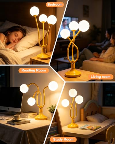 Yellow Globe Table Lamp Dimmable Magic DIY Arms G9 Bulbs Included (10-Yellow-Globe-3U-Magic DIY Arms)