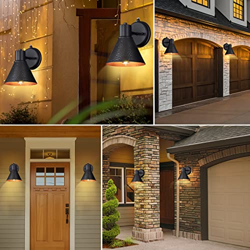2 Pack Dusk to Dawn Outdoor Wall Sconces (Matte Black)