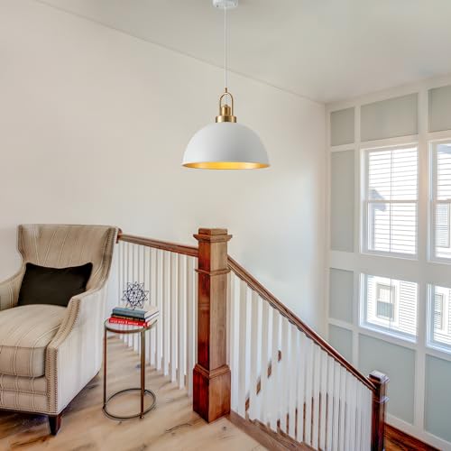 Farmhouse 15.74" White Large Pendant Light with Gold Finish (1 Pack 15.74 inches / White)