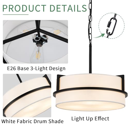 White Linen Drum Chandelier