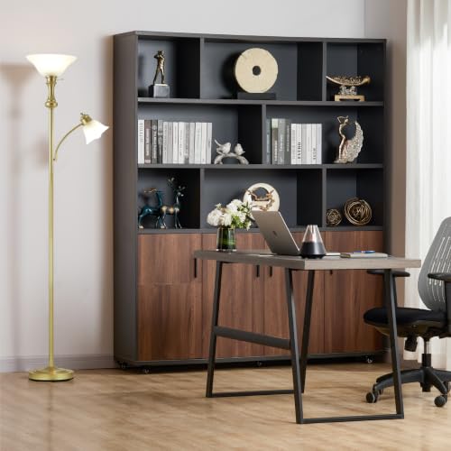 Torchiere Glod Floor Lamp with Adjustable Angle Reading Lamp (Gold)