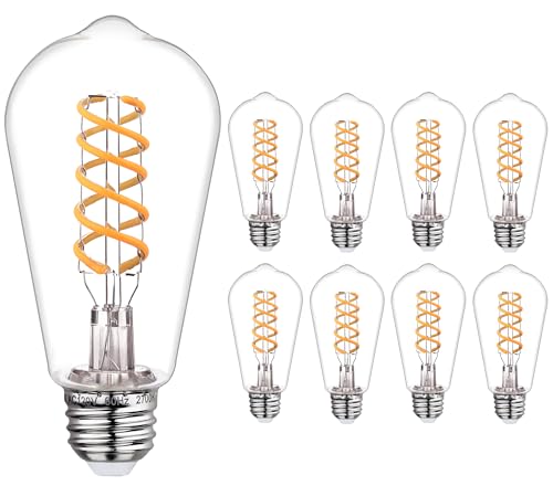 6 PCS ST58 Dimmable Spiral Vintage E26 LED Bulb 60 Watt LED Edison Bulbs