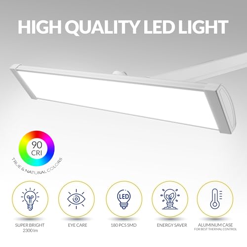 Ultra Bright 2300 Lumens LED Desk Lamp with Clamp (Daylight, Dimming / White)