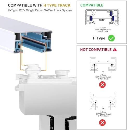 8 Pack White H Type LED Track Lighting Kit 6000K