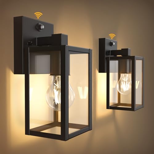 Dusk to Dawn Outdoor Light Fixtures (Black / 9.65 in (2-Pack))
