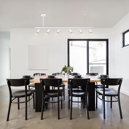 55" 6 Light Matte White Adjustable Height Track Lighting with Pivoting Track Heads (White, Cynthia)