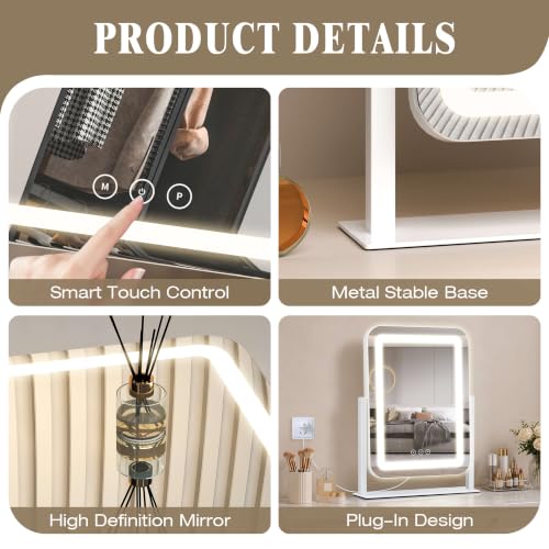 Vanity Mirror with Lights (White / 16.5"L x 13"W)