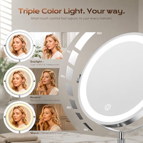 1X 30X Makeup Mirror with Lights (Chrome)