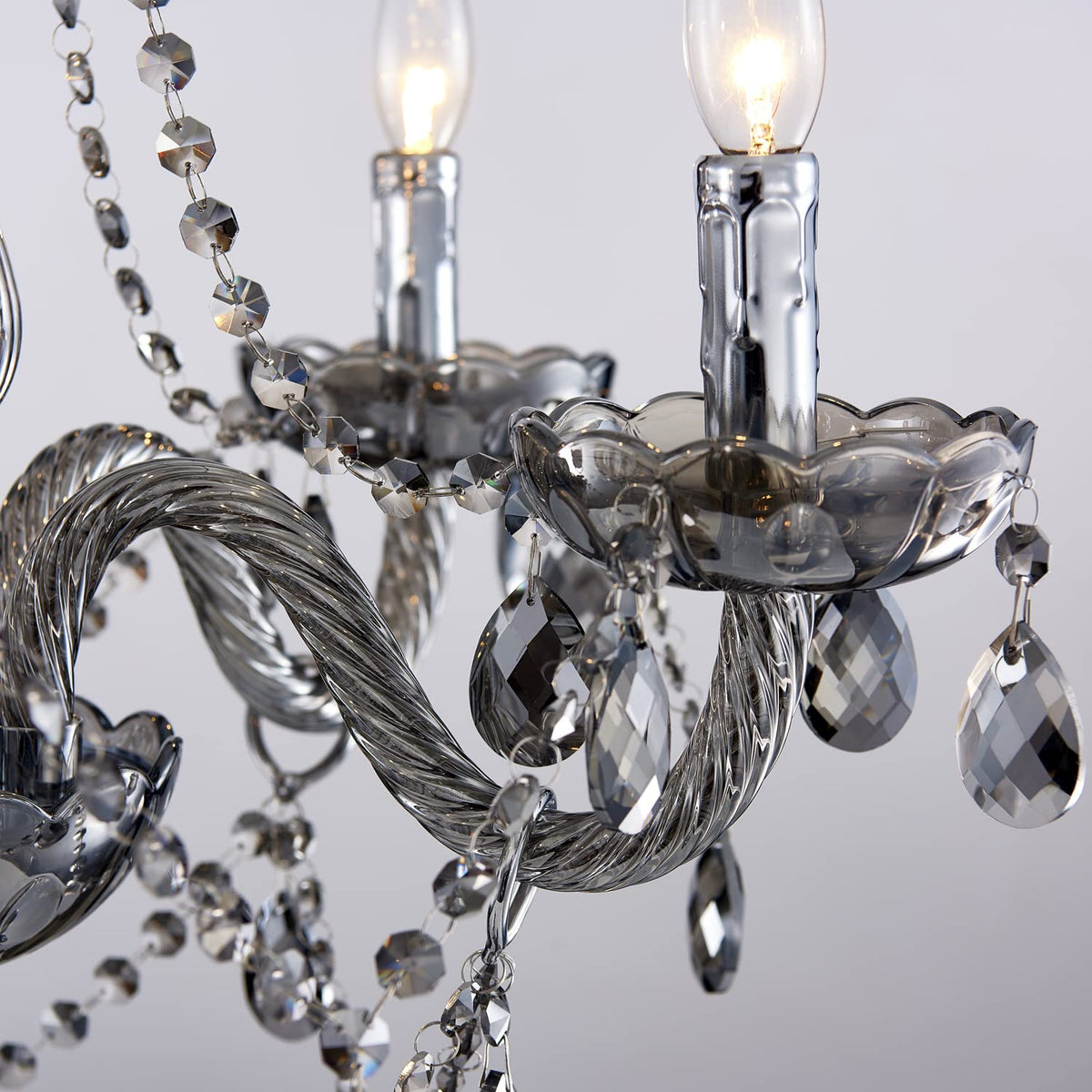 Saint Mossi Smoky Gray Crystal Chandelier with 5 Lights for Dining Room (Smoky Gray Crystal / W19" 1 Tier)