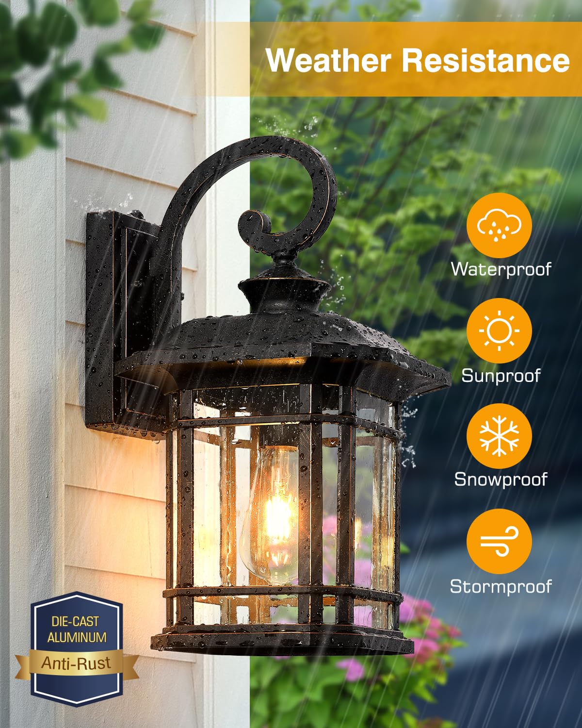 16.7" Large Bronze Porch Lights (Oil-Rubbed Bronze / 16.7 in Large Dusk to Dawn 1 Pack)
