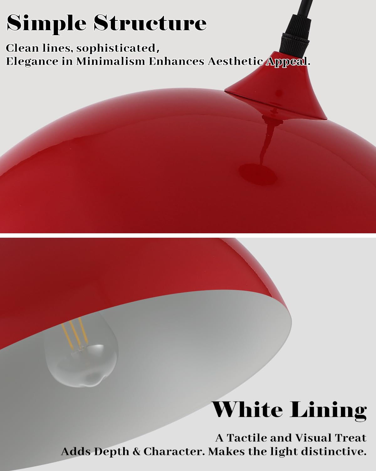 Red Pendant Lights Kitchen Island 2 Pack (Red / White / 14"x2)