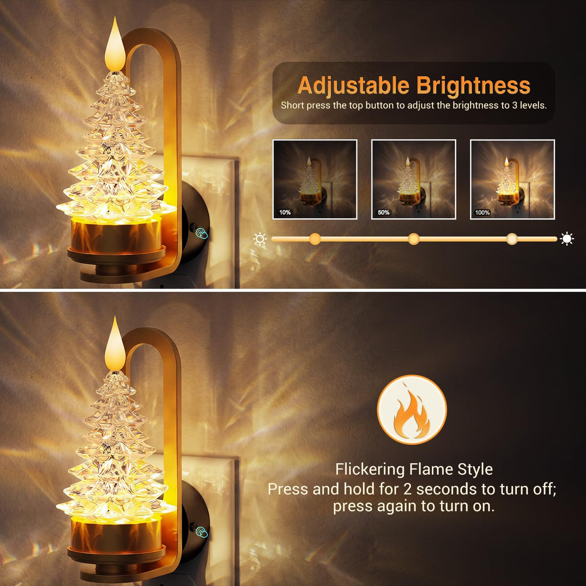 Crystal Christmas Tree Night Light (Crystal Christmas Tree - 3000K / 2 Pack)