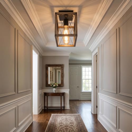 3 Light Farmhouse Light Fixtures (Wood Grain / 3-Light(ceiling))