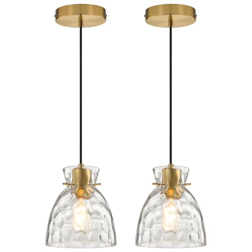 Hammered Glass Pendant Lighting for Kitchen Island Pendant Light Fixtures Over Kitchen Sink Pendant Lights for Bathroom Bedroom Dining Room