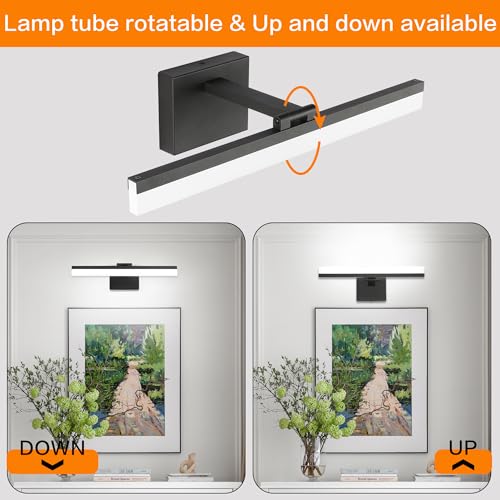 18 Inch Vanity Lights for Bath Dimmable Bathroom Lights Over Mirror Black Bathroom Light Fixtures Wall Light Fixtures Indoor Modern Light Fixture (Matt Black&Dimmable / 18-inch)