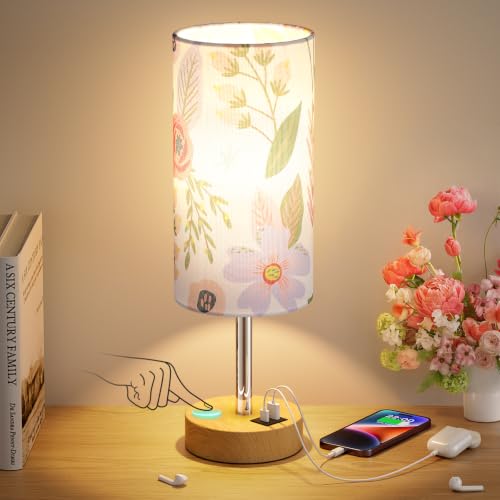 Touch Table Lamp with USB A C Ports for Bedroom