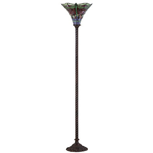 Dragonfly Tiffany Style Torchiere Floor Lamp 71" (Bronze/Green)
