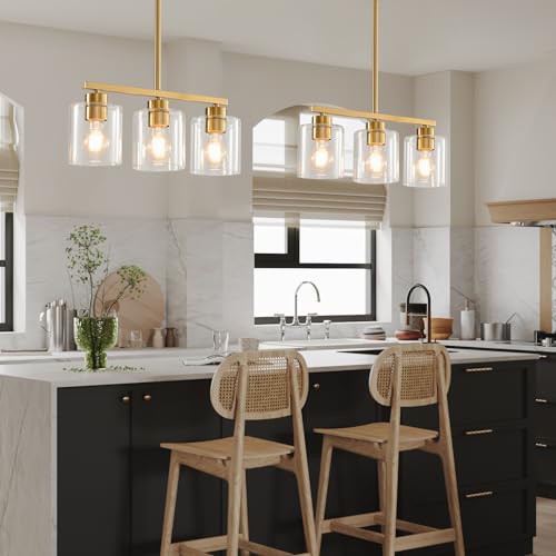 3 Light Gold Kitchen Island Lighting (Gold & Clear Glass / 3 Light)