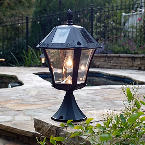Baytown II Bulb Black Solar Outdoor Post Light (Black Traditional Design)