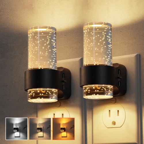 Night Lights Plug into Wall (Black Ring-3CCT-Mini / 2 Pack)