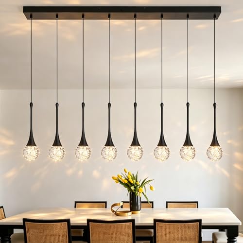 8 Light Crystal Modern Black Chandelier (Black / Pendant 8-Light)