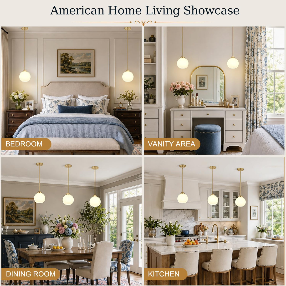 2 Pack Modern Globe Pendant Lights Kitchen Island Milk Glass (Brushed Gold + Milky White Glass 2 Pack)