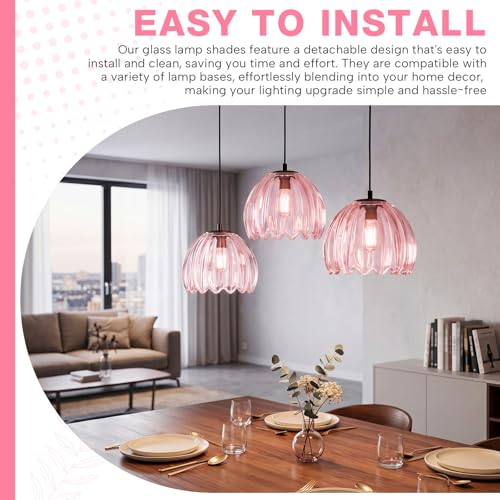 2 Pcs Glass Tulip Lamp Shade (Pink)