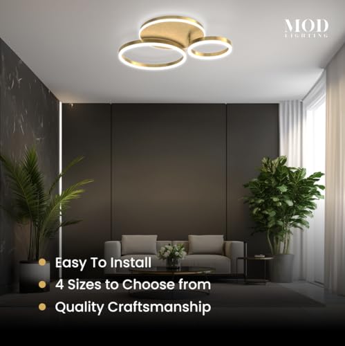 Chloe Flush Mount Ceiling Light (Metallic Gold / 3 Circles / Cool White)