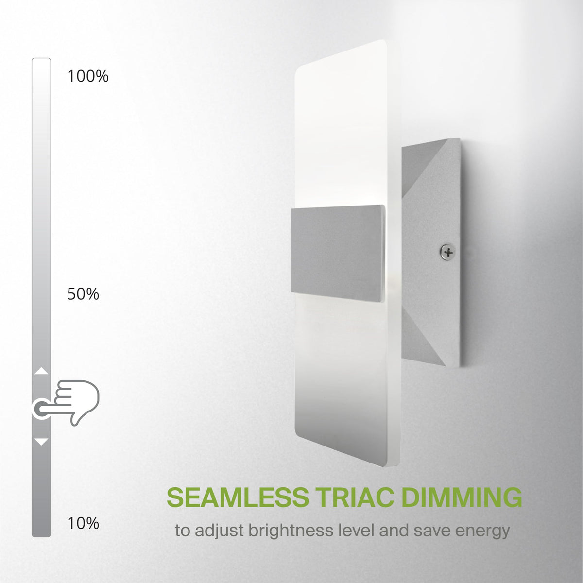 Indoor LED Wall Sconce Lights (8 Inch - Brushed Nickel / 2 Pack)