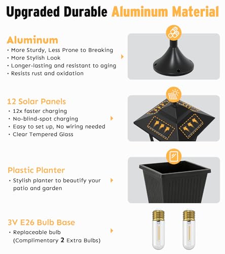 74inch Solar Lamp Post with Planter
