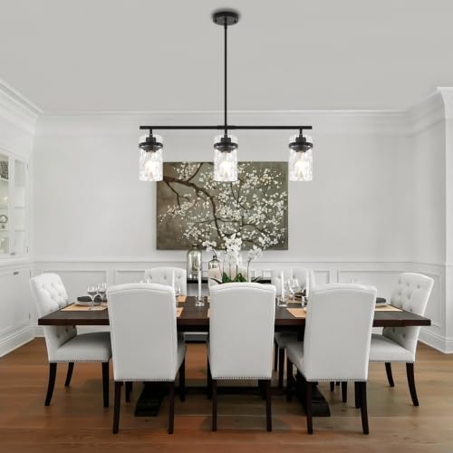 29.52" Modern Kitchen Island Lights Linear Chandelier for Dining Room (3-Light Black)