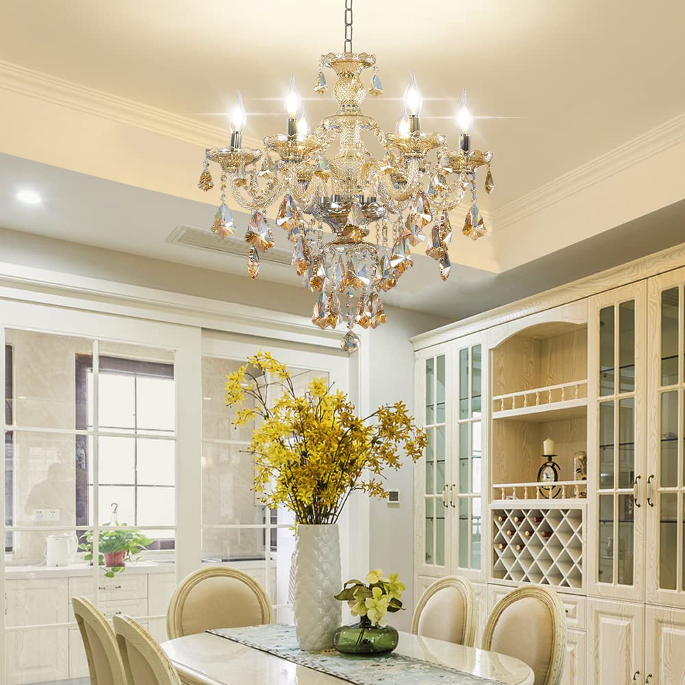 Modern K9 Crystal Chandelier Cognac 6 Lights (6 Lights)
