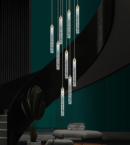 9 Light Gold High Ceiling Crystal Staircase Chandelier (Gold / 9 lights)