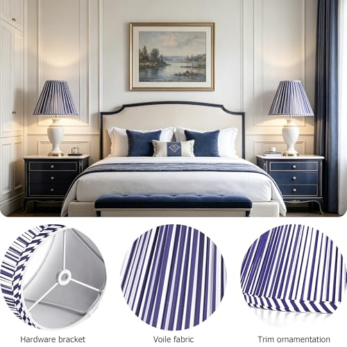 Lamp Shades White Blue Polyester Set of 2 6"×13"×9.8" Bell Shade (Blue-2 Pack / 6*13*9.8in)