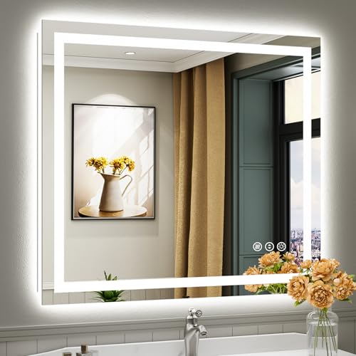 40x36 Inch LED Bathroom Mirror with Lights (Backlit+front Lit / 40"L x 36"W)