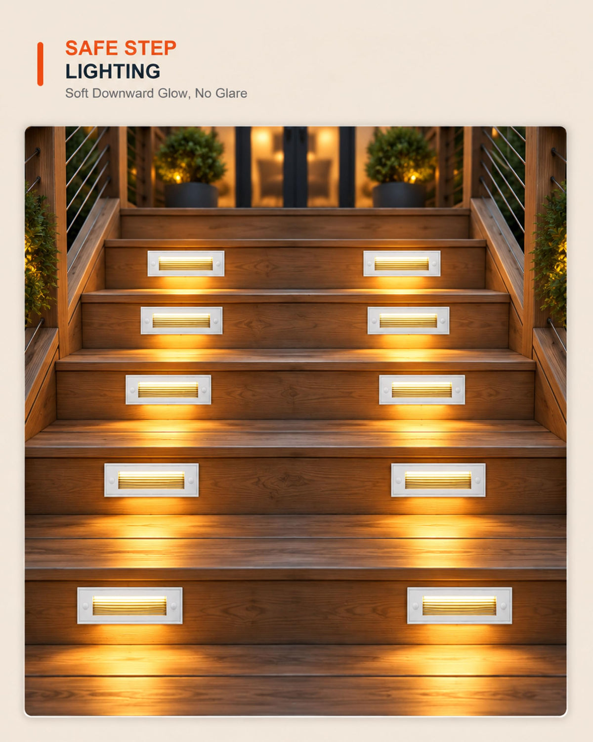 12 Pack 7.4 Inch Low Voltage Outdoor Stair Lights (White / 7.4inch | 2700K)