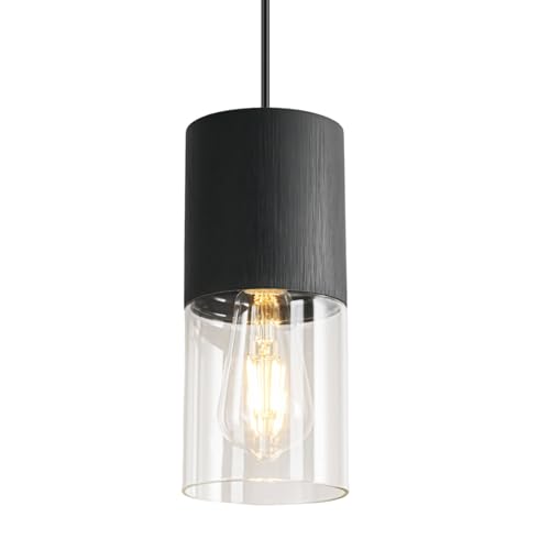 Black Pendant Light Fixtures (Black & Transparent—Cord / 1 Pack)