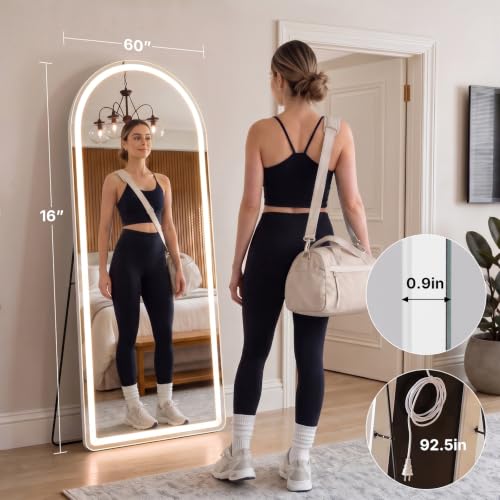 16"x60" Arched Full Length Mirror with Lights (Elegant Led-white Arched / 60"L x 16"W)