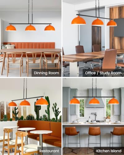 3 Light Orange Island Lights for Kitchen (3 Light / Orange)