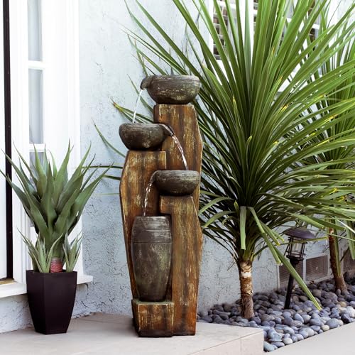 GIL140 43" Tall Indoor Outdoor Pottery Fountain with Replaceable LED Lights