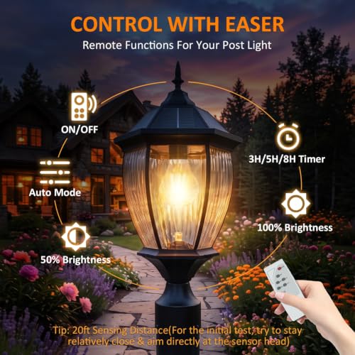 Solar Light Post Outdoor Waterproof with Pier Mount Base