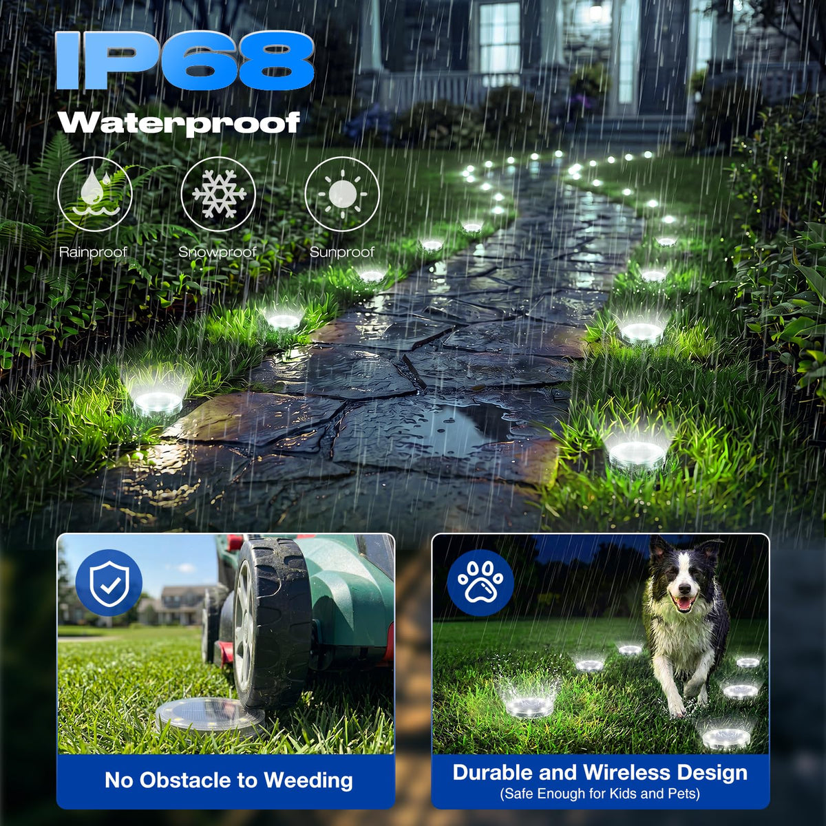 Solar Ground Lights Outdoor Anti (Cold White / 2 pack)