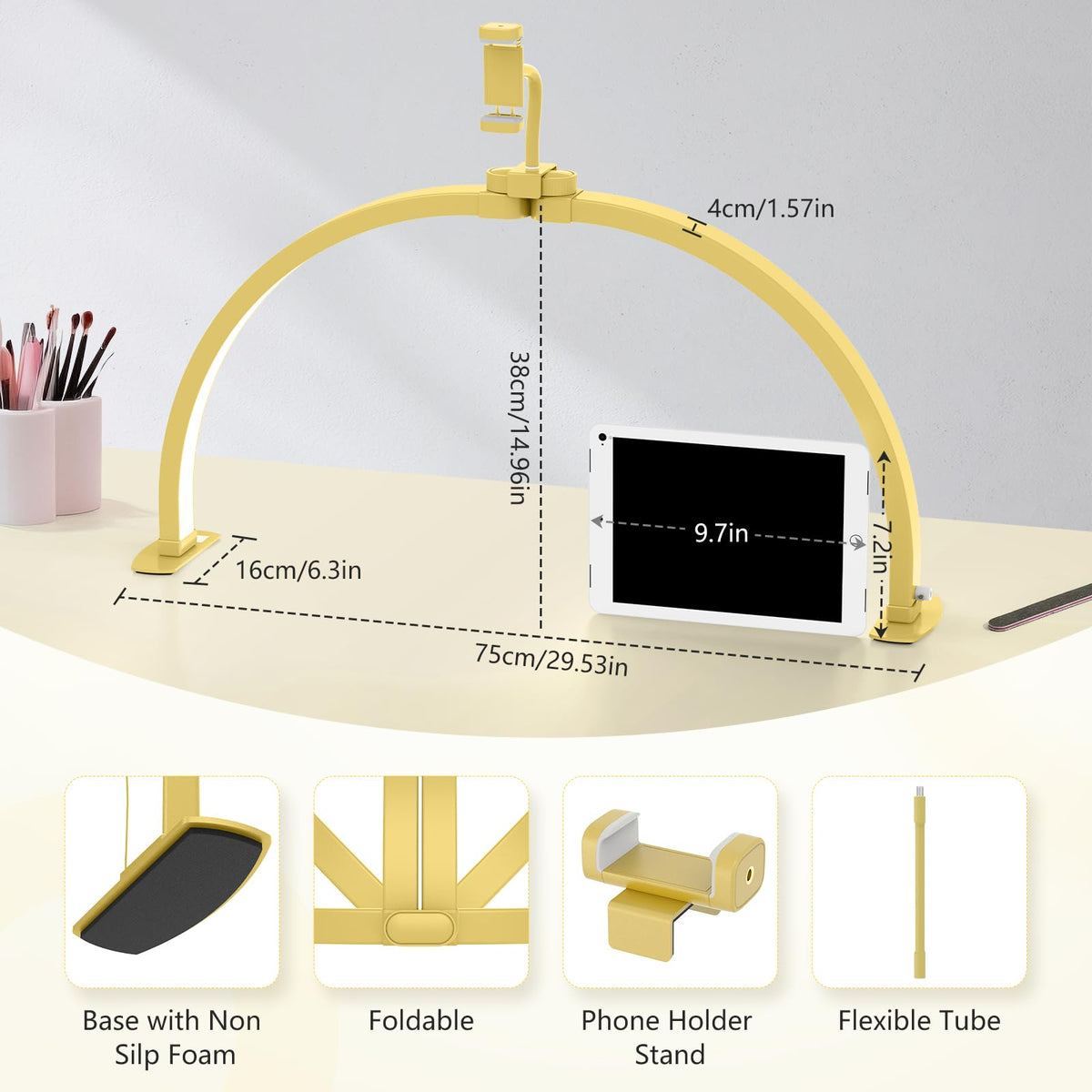 Half Moon Light for Nail Desk (Gold / 29 inch)
