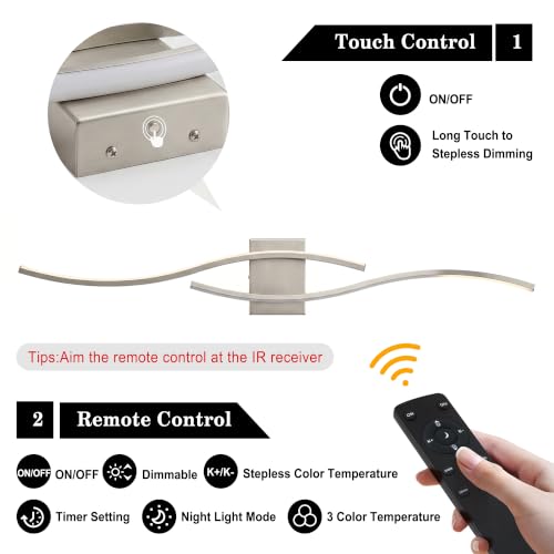 Wireless Wall Sconces Set of 2 (Nickel / 39.3 Inches (2 pack))